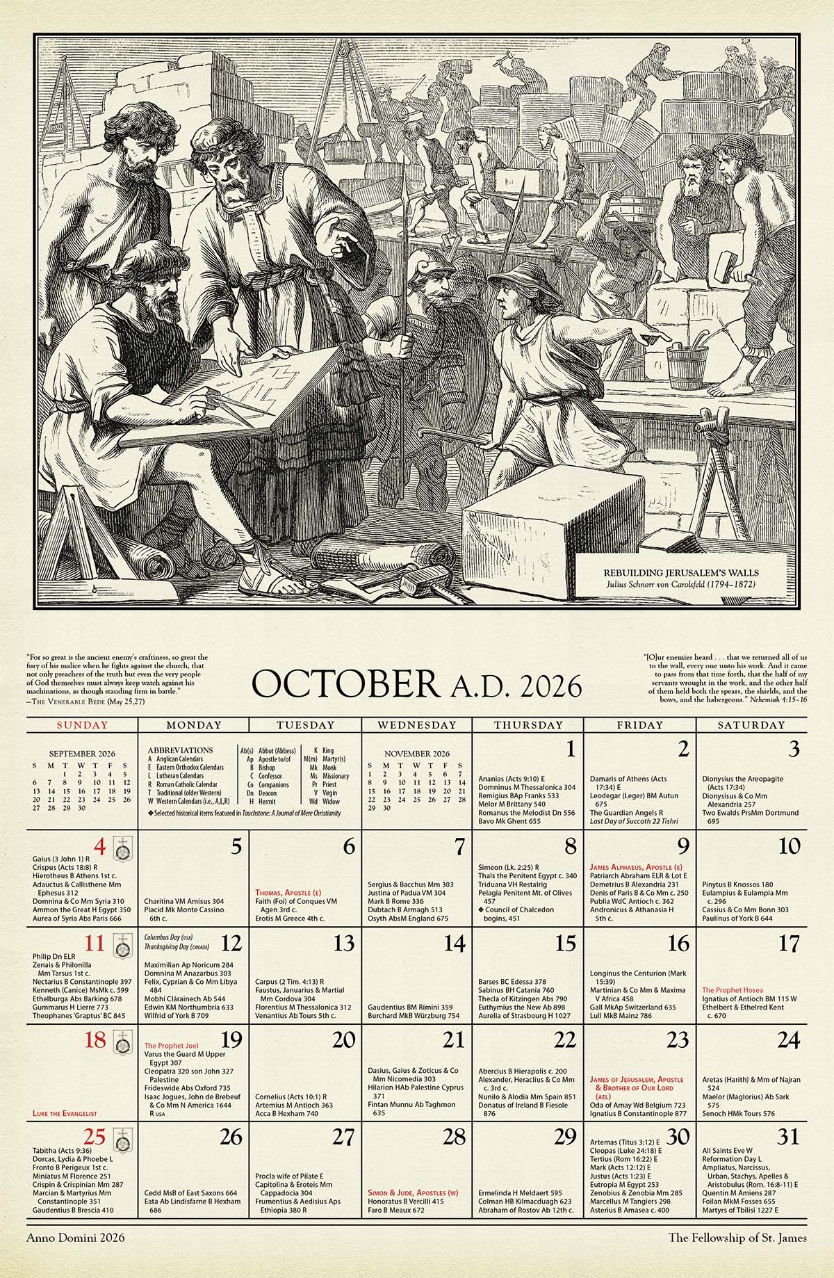 Anno Domini 2026: The St. James Calendar of the Christian Year